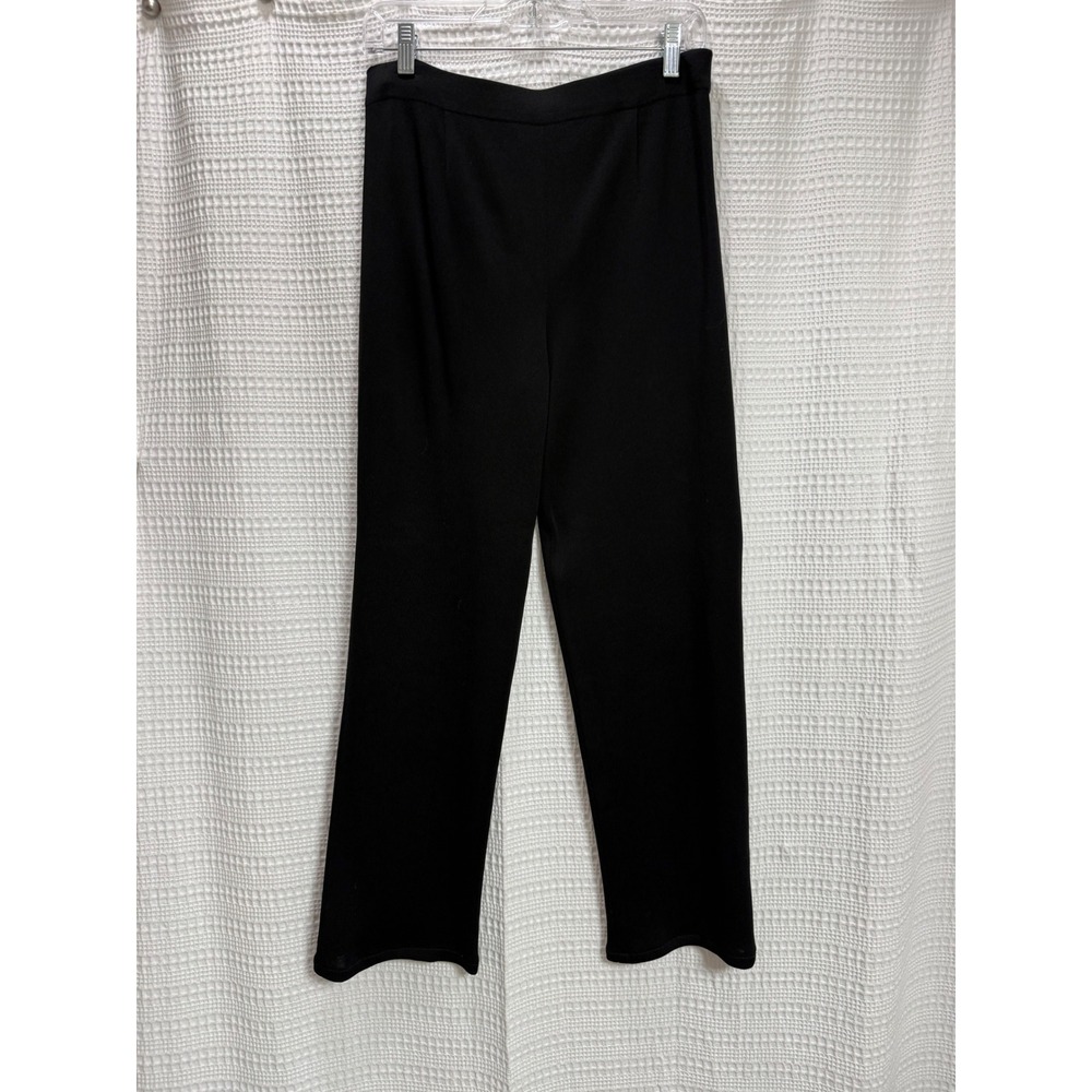 Misook Knit Pants Women S Black EUC High Rise Straight Leg Pull On Career travel - Picture 2 of 6